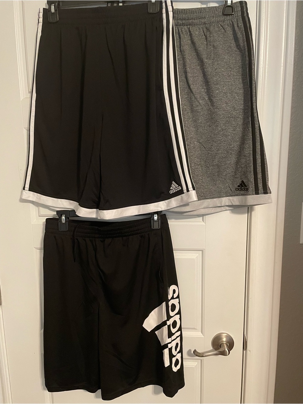 adidas Boys' 3-Pair Athletic Sport Shorts (2) Black & (1) Gray, size XL (18-20)